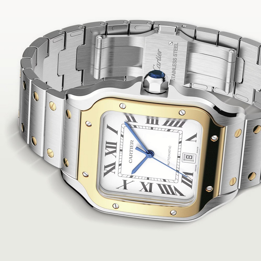 Đồng Hồ Cartier Santos De Cartier Large Watch Nam Xám Vàng